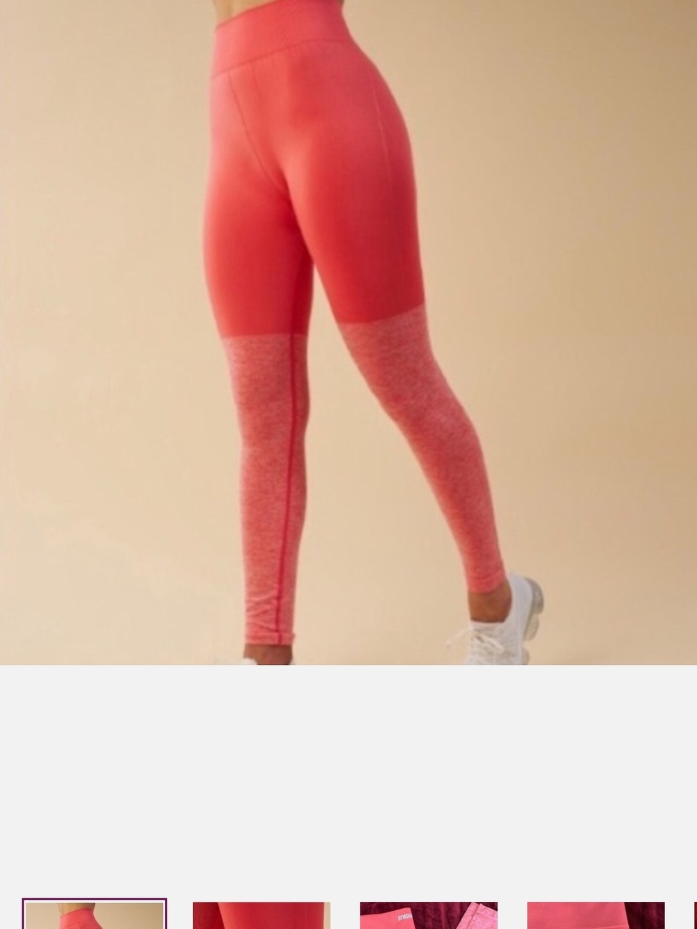 NWT Gymshark Twotone Seamless Leggings coral pink SZ S logo active activewear‎